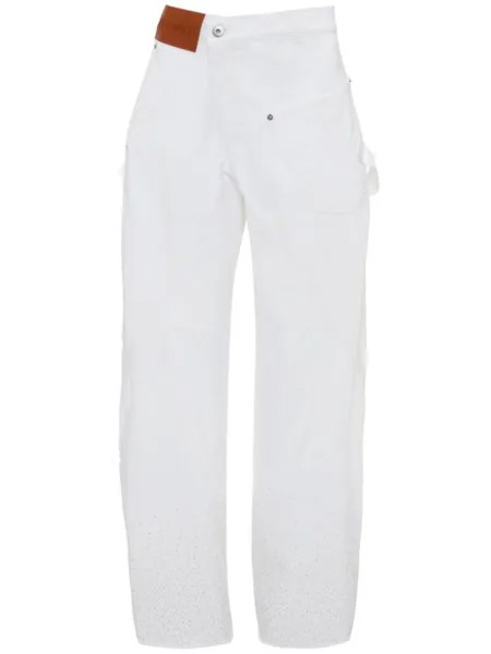 JW Anderson джинсы Twisted Workwear с кристаллами, белый