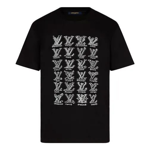 Футболка Men's LOUIS VUITTON Logo Printing Round Neck Short Sleeve Black, черный