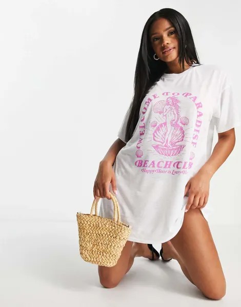 Трикотажная пляжная oversized-футболка с принтом 