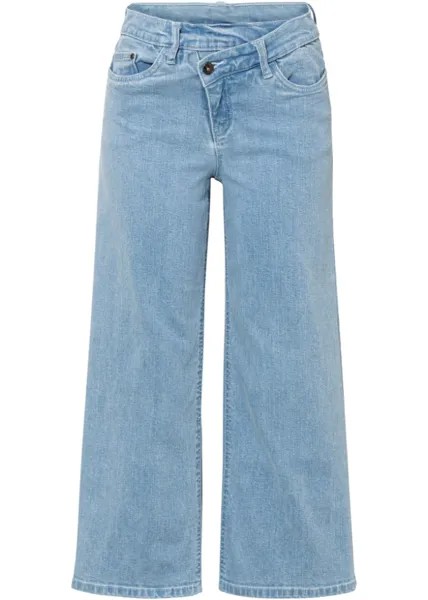 Широкие укороченные джинсы со скошенным поясом из натурального хлопка Rainbow, синий