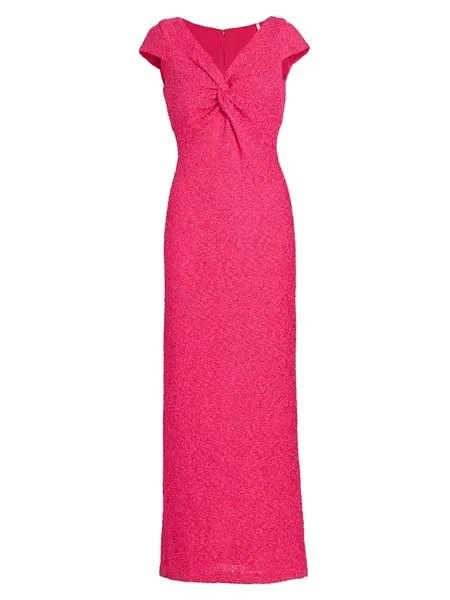 Вечернее платье из мягкого букле с V-образным вырезом St. John, цвет shocking pink