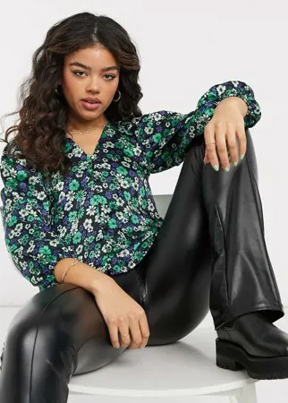 Зеленая блузка на пуговицах Topshop-Зеленый цвет