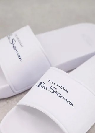 Белые шлепанцы для широкой стопы с логотипом Ben Sherman-Белый