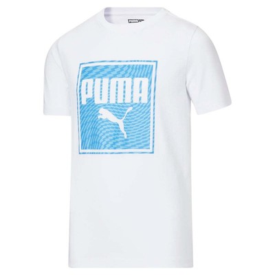 Футболка Puma Summer Break Box с круглым вырезом и короткими рукавами, молодежная футболка для мальчиков белого цвета Ca