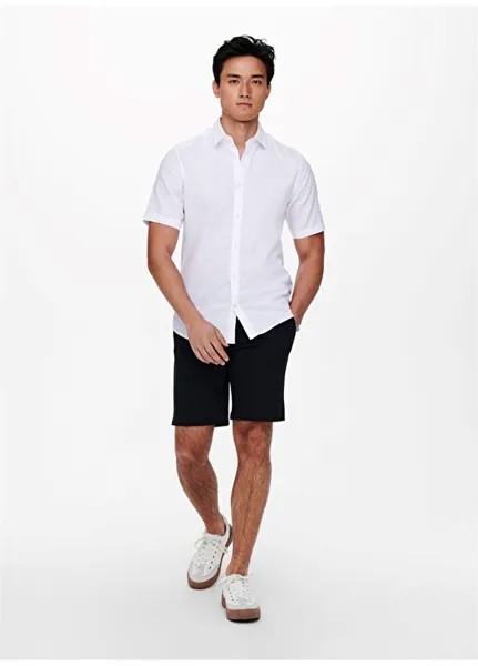 Нормальная белая однотонная мужская рубашка Only & Sons
