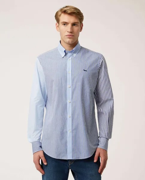 Мужская рубашка в обычную полоску синего цвета Harmont&Blaine, синий