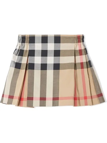 Burberry Kids плиссированная юбка в клетку