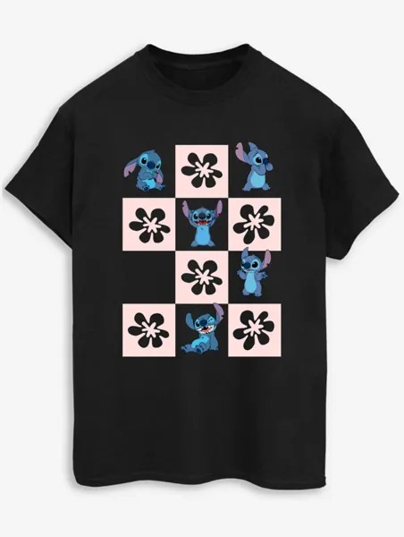 Черная футболка для взрослых NW2 Disney Lilo & Stitch Checker George., черный