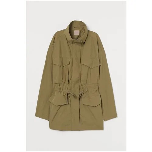 Парка  H&M, демисезон/лето, силуэт прямой, без капюшона, карманы, ветрозащитная, размер 3XL, зеленый