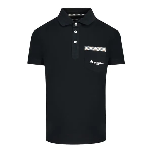 Рубашка поло в клетку с карманами Aquascutum, черный