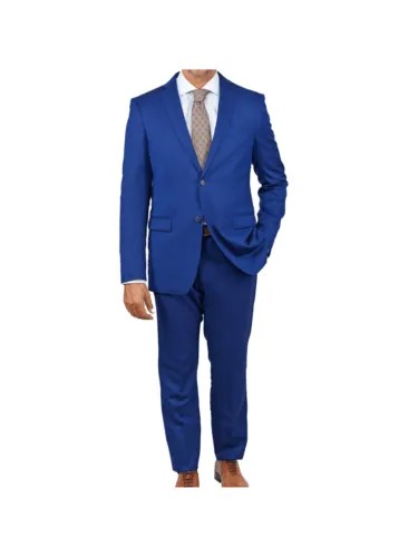Мужской синий текстурированный приталенный костюм из 100% шерсти John Varvatos из 2 предметов