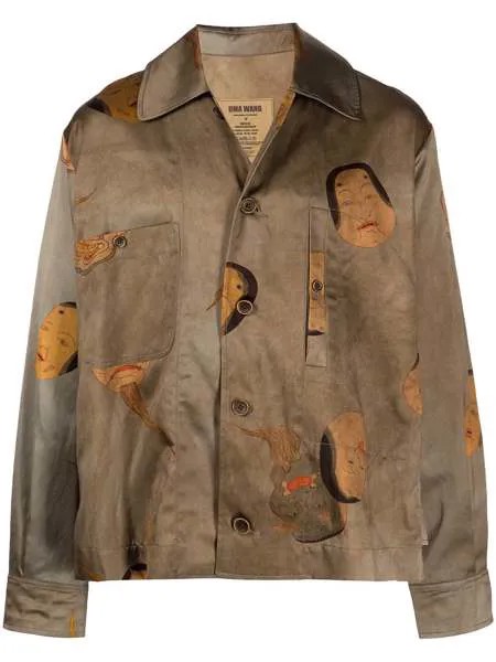 Uma Wang face-print satin shirt jacket