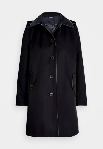 Парка FAUX-LEATHER-TRIM HOODED COAT Ralph Lauren, темно-синий