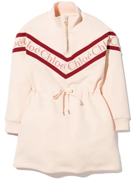 Chloé Kids платье с длинными рукавами и логотипом