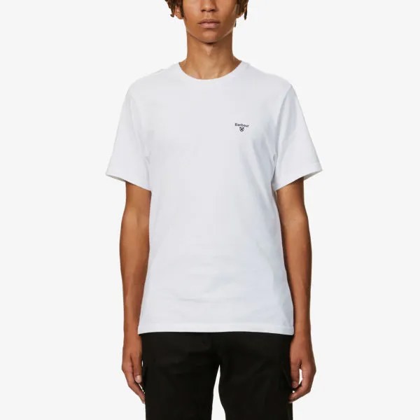 Базовая футболка из фирменного хлопкового трикотажа Barbour, белый