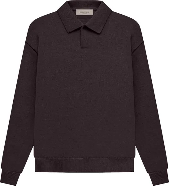 Лонгслив Fear of God Essentials Knit Long-Sleeve Polo 'Plum', коричневый