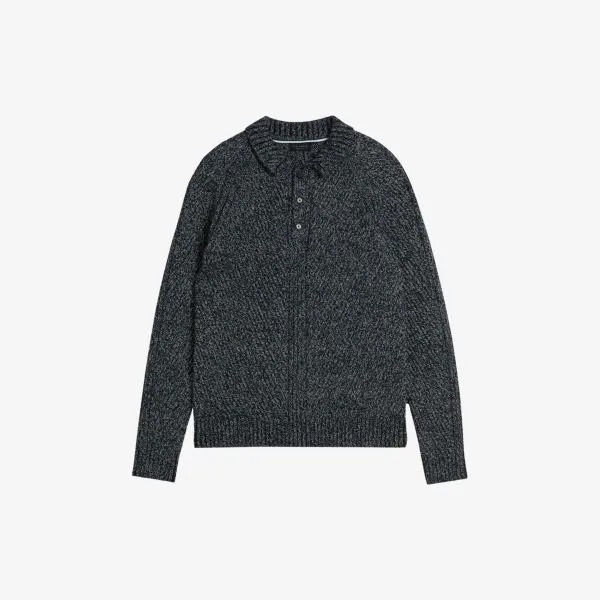 Джемпер классического кроя Reddis из смесового хлопка с воротником-поло Ted Baker, синий