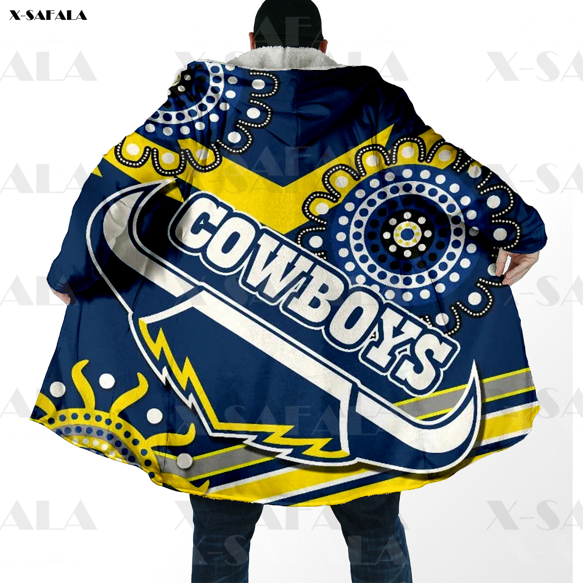 Толстовка с капюшоном Cowboys с принтом Квинсленда, длинное спортивное пальто, одеяло с капюшоном, плащ, Толстая куртка, хлопковый кашемировый ...