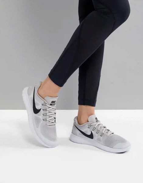 Серебристые кроссовки Nike Running Free Run-Серебряный