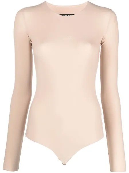 MM6 Maison Margiela боди с длинными рукавами и логотипом, нейтральный цвет