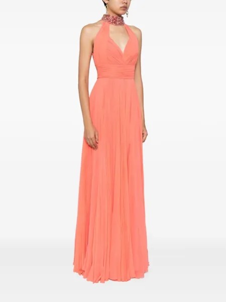 Плиссированное платье макси Hali Jenny Packham, красный