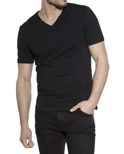 Мужская футболка из органического хлопка с короткими рукавами и V-образным вырезом Bread & Boxers, черный