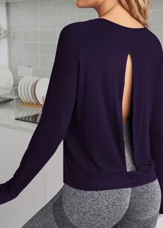 Спортивная футболка с разрезом дышащий с с отверстием для большого пальца