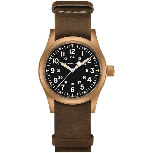 Наручные часы Hamilton Khaki Field, черный, коричневый