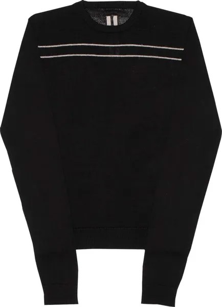 Джемпер Rick Owens Gethsemane Biker Round Neck In Sheer Wool Knit 'Black/Pearl', черный