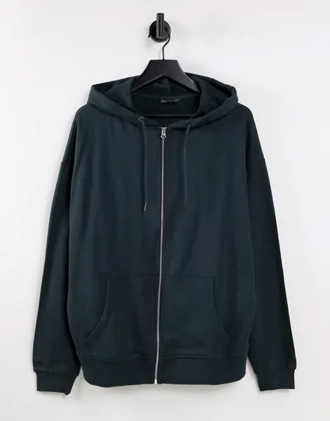 Темно-серый oversized-худи из органического хлопка на молнии ASOS DESIGN