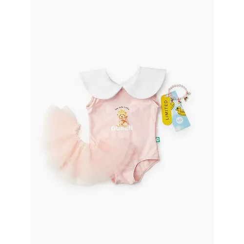 Купальник слитный  Happy Baby, УФ-защита, с юбкой, 4 шт., размер 80-86, голубой, белый