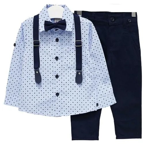 Комплект одежды  Elit Baby для мальчиков, брюки и рубашка и бабочка, нарядный стиль, карманы, подтяжки, манжеты, размер 86-92, мультиколор