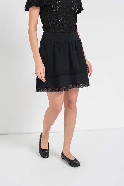 Укороченная короткая юбка с кружевом Vero Moda, черный