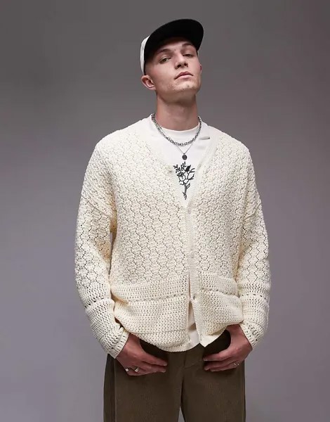 Кардиган Topman крючком цвета экрю