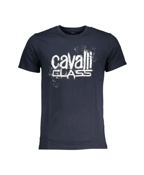 Футболка с короткими рукавами и логотипом Cavalli Class, синий