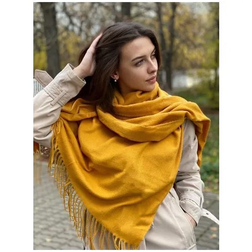 Палантин Cashmere,200х70 см, горчичный, оранжевый