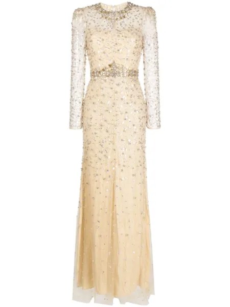 Jenny Packham вечернее платье Aura с пайетками, коричневый