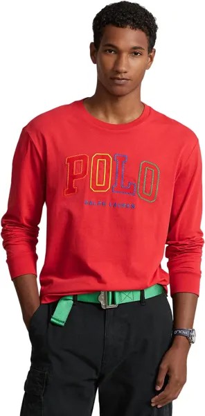 Рубашка-поло Classic Fit Logo Jersey Long Sleeve T-Shirt Polo Ralph Lauren, цвет Post Red