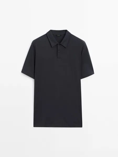 Рубашка поло из 100% хлопка с воротником на пуговицах Massimo Dutti, серый