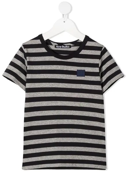Acne Studios Kids полосатая футболка с нашивкой-логотипом