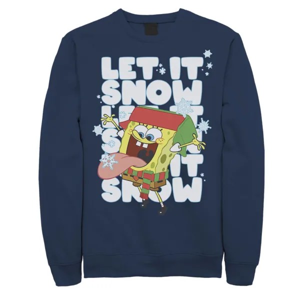 Мужские квадратные штаны Губка Боб Let It Snow Let It Snow Let It Snow флисовый пуловер с графическим рисунком Nickelodeon, синий