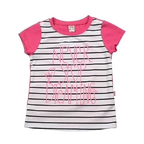 Футболка для девочек Mini Maxi, модель 2148, цвет белый/розовый, размер 92