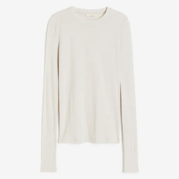 Лонгслив H&M Pima Cotton Jersey, светло-бежевый