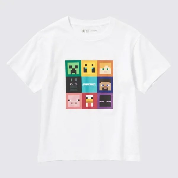UNIQLO ДЛЯ ДЕТЕЙ MINECRAFT UT (Футболка с рисунком и коротким рукавом) С