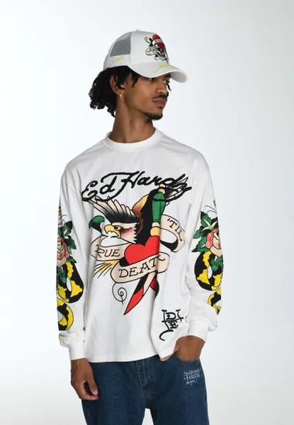 Футболка с принтом True-Till-Snake Long Sleeve Ed Hardy, белый
