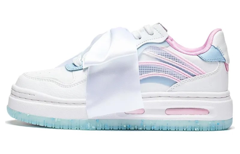 LINING Future C1 Lifestyle Shoes Women's Low-top Standard White/clearance Blue/cherry Blossom Pink