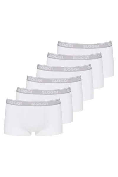 Хлопковые боксеры с логотипом, 6 пар Sloggi, белый