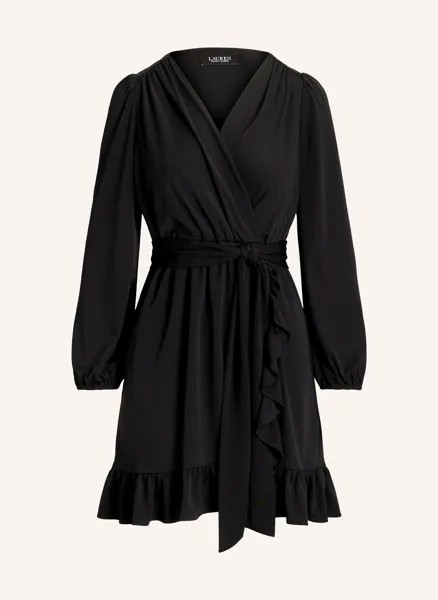 Платье из джерси с запахом и рюшами Lauren Ralph Lauren, черный