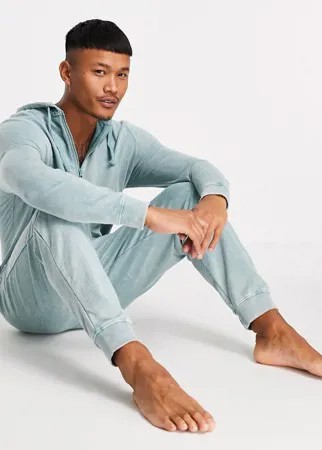 Голубой кигуруми для дома с эффектом кислотной стирки ASOS DESIGN-Зеленый цвет