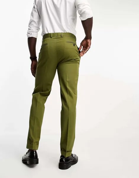 Узкие брюки-чиносы из хлопкового твила премиум-класса Noak цвета хаки